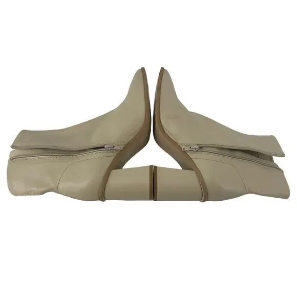 Free People Sienna Ankle Boot Square Toe Butter Cream Leather US 8.5 Block Heel - Picture 11 of 12